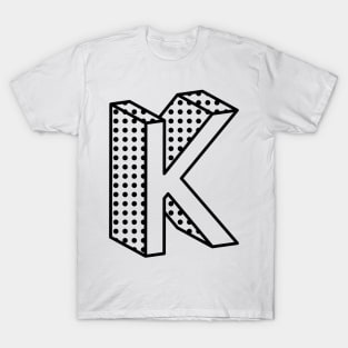 3D Ben Day Dot Isometric Letter K T-Shirt